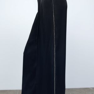 Satin effect pant With Rhinestone